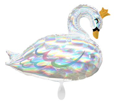 XL Folienballon Figur - Funkelnder Schwan mit Krone - 73cm